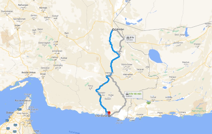 فاصله زاهدان تا چابهار با ماشین