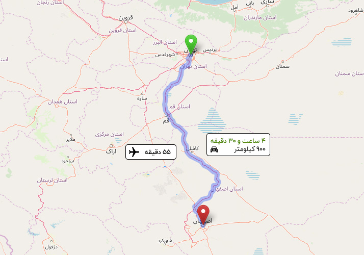 فصاله تهران تا اصفهان