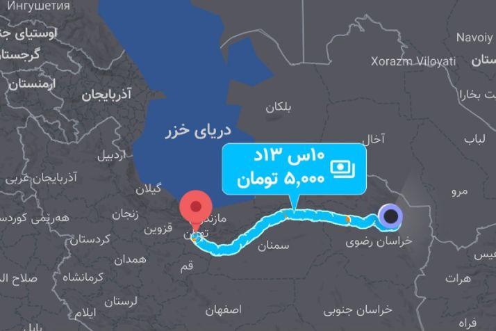 مسیر رفتن به تهران از مشهد